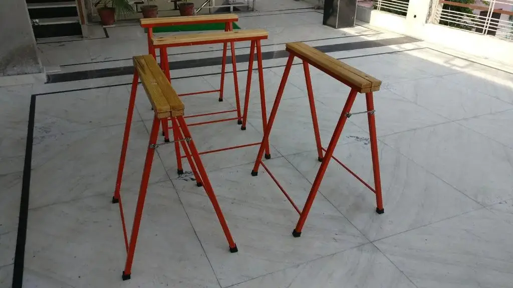 Scrap Metal and Wood Sawhorses