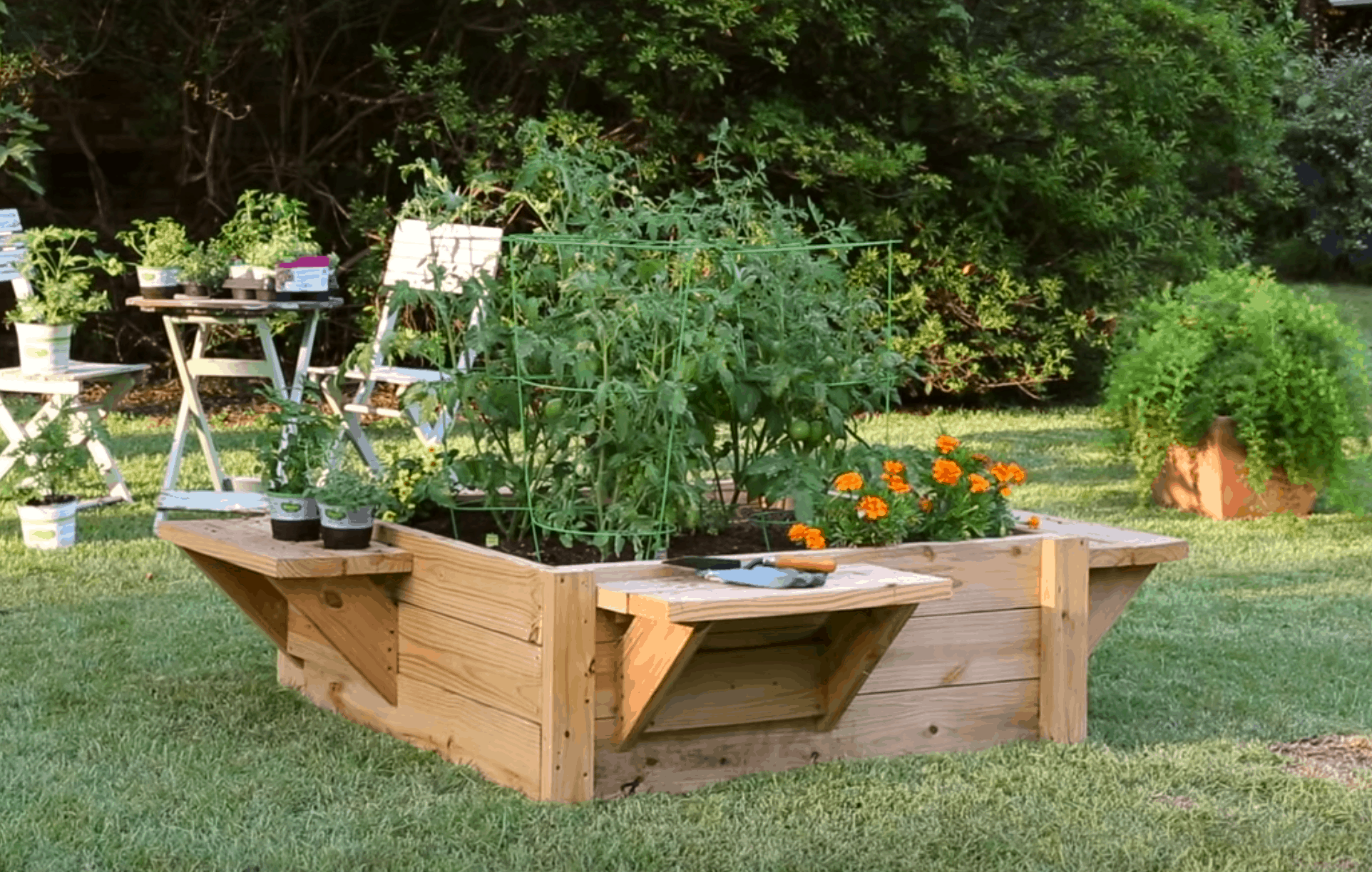 Raised Bed With Benches