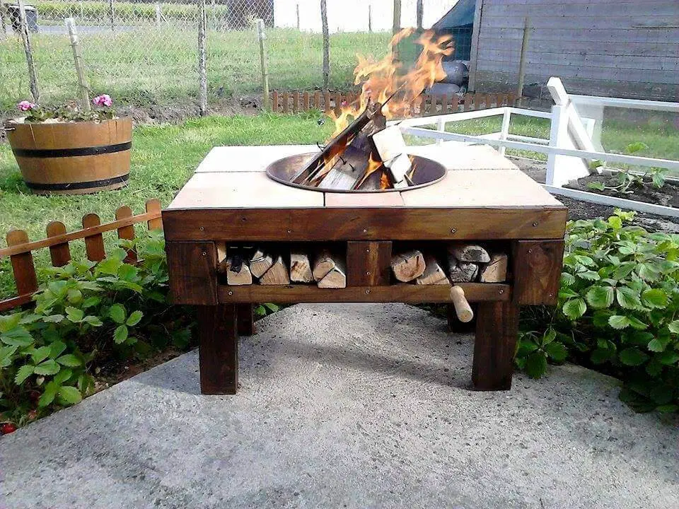 Pallet Fire Pit Table