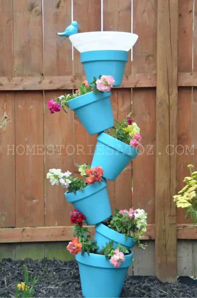 Flowerpot Bird Bath Tower