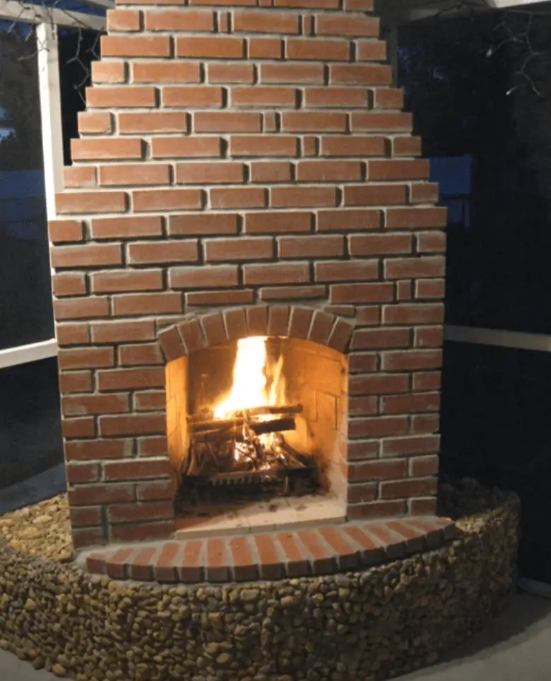 Brick and Stone Fireplace